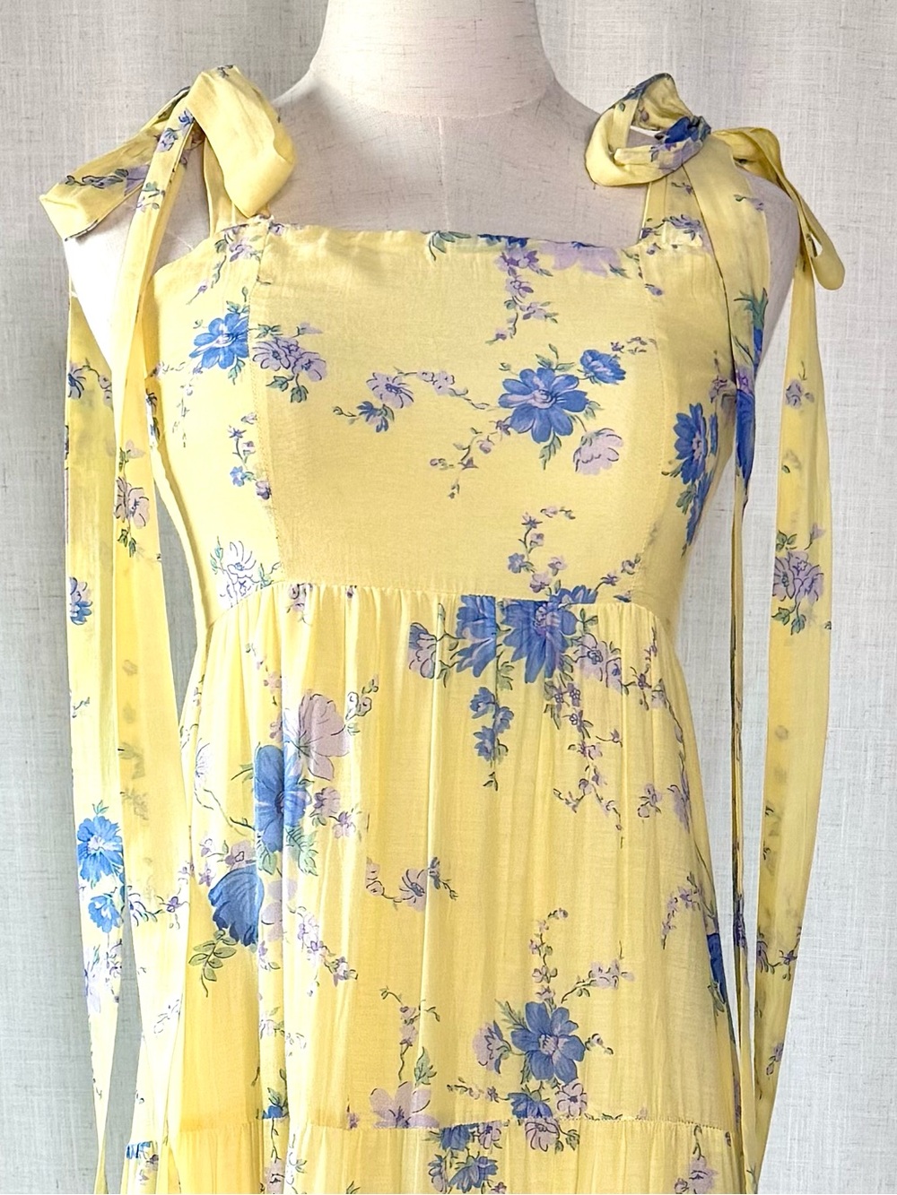 LoveShackFancy Burrows Maxi Dress Sunshower Garden Yellow Floral Size 2 - Picture 6 of 16